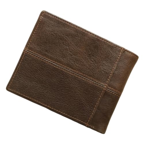 Beavorty Echtes Herren Geldbörse Multifunktionale Retro Geldbörse für Männer Kompakte Brieftasche mit Münzfach für Karten Bargeld Braune Farbvariante von Beavorty