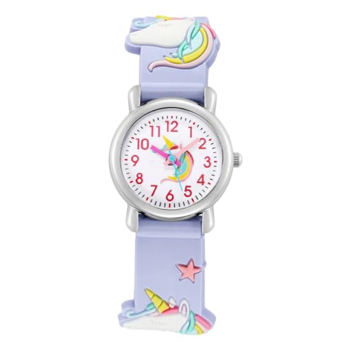 Beavorty Einhorn Kinderuhr Praktische Armbanduhr für Mädchen Cartoon Design Leicht und Verstellbar für Schule und Freizeit Fördert Zeitmanagement und Zeitverständnis von Beavorty