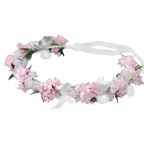 Beavorty Blumenkrone Blumenkranz Handgefertigt Blumengirlande Haarkranz Simulationsblumenkrone Festival-haarband Kindergirlande Blumenkopfschmuck Für Junge Mädchen Rosa von Beavorty