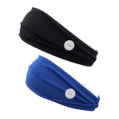 Beavorty 2stücke Sport Stirnbänder Für Damen Stretch Stirnband Mit Knopf Schweißabsorbierendes Stirnband Aus Polyester Festes Für Fitness Und Training von Beavorty