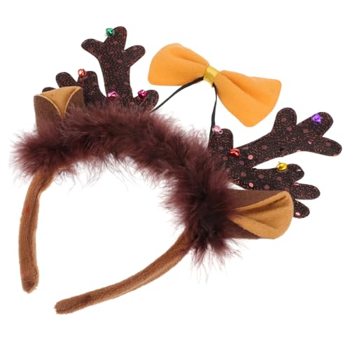 Beavorty Rentier Geweih Stirnband Dekorative Fliege Haar Hoops Weihnachten Haar Zubehör von Beavorty