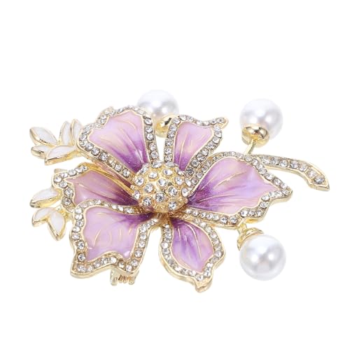 Beavorty Elegante Flieder Blumenbrosche mit Perlen Emaillierte Vintage Brosche für Damen Stilvolles Accessoire für Bankettkleider Abendessen Prom und Elegante Outfits von Beavorty