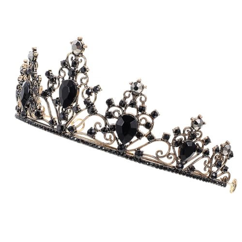 Beavorty Elegante Schwarze Vintage Krone Damen Tiara Hochwertiger Haarschmuck für Hochzeit Brautfest Geburtstagsfeier Bühnenparty und Fotoshooting von Beavorty
