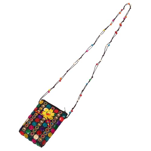 Beavorty Ethnische Kokosnussschalen Umhängetasche Damen Handgefertigt Boho Perlen Crossbody mit Langem Riemen Leicht Für Reisen Alltag Nutzung von Beavorty
