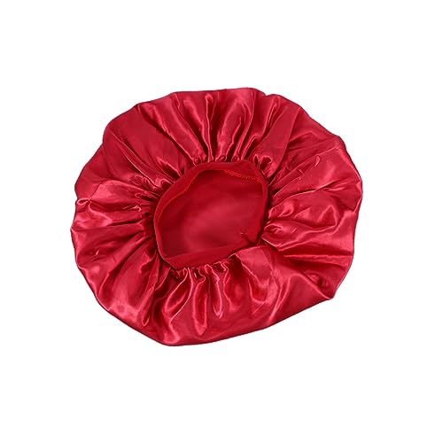 Beavorty Extra Large Satin Sleep Cap Atmungsaktive Haarhaube Für Damen Mit Elastischem Gummiband Weinrot Schützt Das Haar Beim Baden Und Schlafen von Beavorty