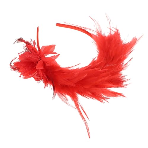 Beavorty Feder Stirnband Flamingo-stirnband Gefiedertes Stirnband Kopfschmuck Aus Federn Fascinator-stirnband Im Stil Der 1920er Jahre Vogel-kostüm-stirnband Abschlussball Damen Rot Zubehör von Beavorty