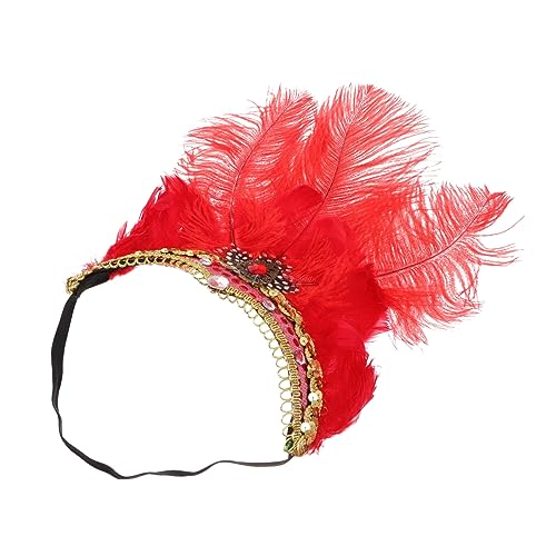 Beavorty Feder kopfschmuck Stirnband Halloweenkostüm Haarbänder Stirnband Damen-Stirnband Karnevalskostüm Haarband Flapper-Zubehör Flapper-Stirnband der 20er Jahre Halloween-Stirnband von Beavorty