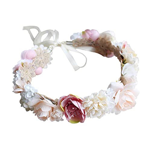 Beavorty Festivals Haarband Handgefertigte Verstellbare Blumenkopfbedeckungen Haarkranz Kinder Haargummis Floraler Kopfschmuck Blumenkranz Stirnband Mori Braut von Beavorty