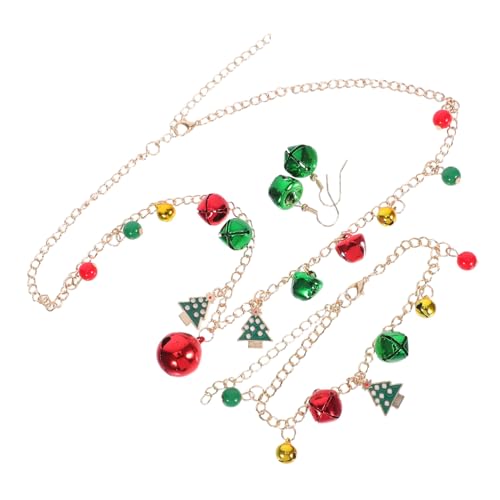 Beavorty Festliche Weihnachtsglocken Schmuckset Damen mit Ohrringen Armband Kette Leicht Tragbar für Party Weihnachten Glocken Anhänger von Beavorty