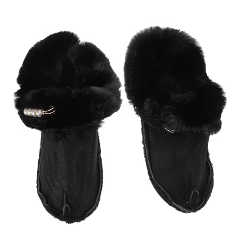 Beavorty Flauschige Warme Schuh Einlegesohlen für Damen Kunstpelz Futter mit Perlen Clip Winddicht Waschbar Passend für Clogs als Winter Fußschutz von Beavorty