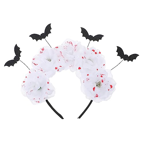 Beavorty Fledermaus Stirnband Halloween-blumen-haarband Gruseliges Haarband Halloween-fledermaus-stirnband Halloween-party-kopfschmuck Halloween-haarreifen Geschenk Weiß Cosplay Ghost Braut von Beavorty