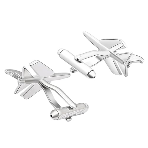 Beavorty Flugzeugmanschettenknöpfe aus Blau bunt Ärmel Business-Manschettenknopf Hülse Nagel Mode-Hemd-Nagel kreativer Hülsennagel Silber von Beavorty