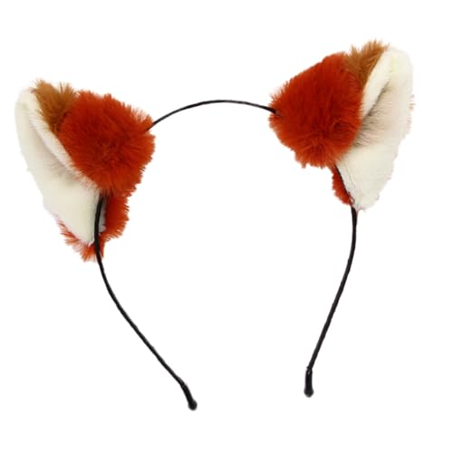 Beavorty Fuchsohren Stirnband Plüsch Halloween Kostüm Cosplay Haarreif Für Mädchen Elastisch Leicht Zu Reinigen Pelziges Ohrband Fellohren Stirnband Wolfsohren Kopfbedeckung von Beavorty