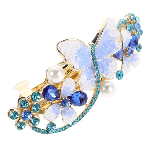 Beavorty Funkelnde Haarspange Mit Strasssteinen: Bling-schmetterlingsblumen-frühlingshaarspange – Juwelenbesetzter Pferdeschwanzhalter Für Damen-pferdeschwanz-styling Und Formelle Anlässe von Beavorty