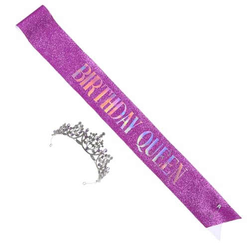 Beavorty Geburtstagskrone Und Schärpe Prinzessin-haarband Glitzer-geburtstagskönigin-schärpe Metall-strass-haarschmuck Für Damen Party-accessoires Für Geburtstage Und Beavorty Geburtstagskrone Und Schärpe Prinzessin-haarband Glitzer-geburtstagskönigin-schärpe Metall-strass-haarschmuck Für Damen Party-accessoires Für Geburtstage Und von Beavorty
