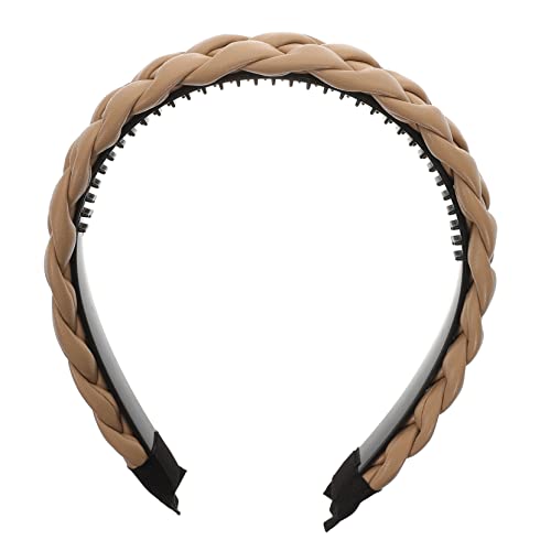 Beavorty Geflochtenes Stirnband Haargummis Aus Satin Breites Stirnband Synthetisches Geflochtenes Haarband Geflochtener Haarreifen Kopfschmuck Party-haarschmuck Mädchen Leder Perücke Braut von Beavorty