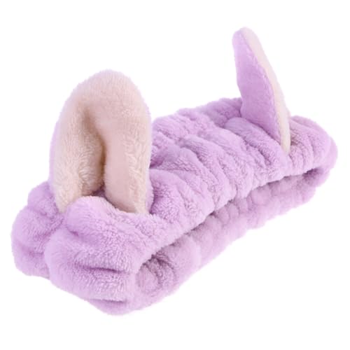 Beavorty Gesichtswasch-Stirnband Spa-Stirnband Make-Up-Stirnband Für Damen Und Mädchen Elastisches Katzenohren-Stirnband Zum Waschen Von Gesicht Make-Up Dusche (Lila) von Beavorty