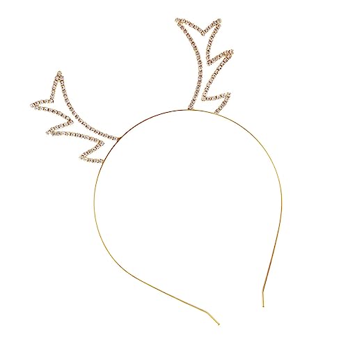Beavorty Geweih Stirnband halloween haarschmuck haarschmuck fasching haarschmuck Stirnbänder Partyzubehör Kitz Reh halstuch damen Party-Stirnband Strass-Stirnband Strasssteine Golden von Beavorty