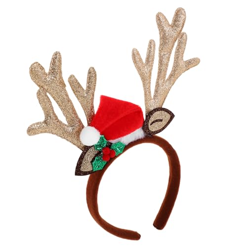 Beavorty Geweih-Weihnachts-Stirnband deko süße Stirnbänder für Frauen Rutschfeste Stirnbänder für Damen Stirnband für Frauen Glitzer-Neujahrs-Haarreifen Neujahrshut Plastik von Beavorty