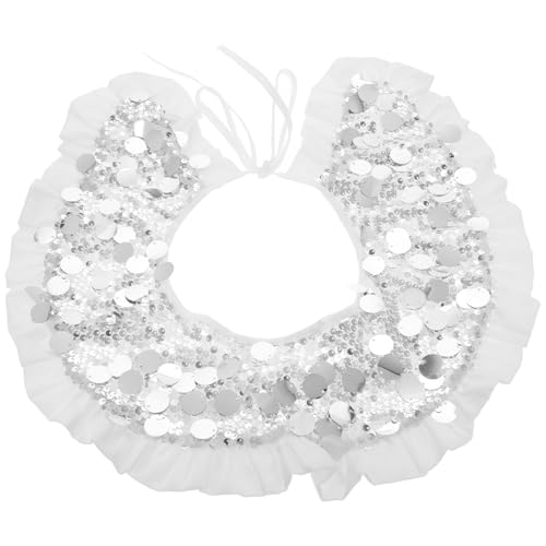 Beavorty Glänzender Perhesprothesekragen Fälschung Nacken Zubehör Halskrause Gefälscht Rollkragen Perlen Dicky Rüsche Zur Seite Fahren Hemdkragen Weiß Pailletten von Beavorty