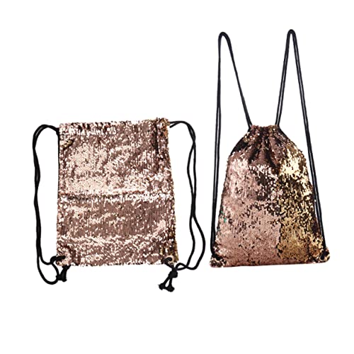 Beavorty Glitzernder Kordelzug Rucksack für Damen Modischer Pailletten Tanzbeutel für Outdoor Aktivitäten Strand Reisen Gold von Beavorty