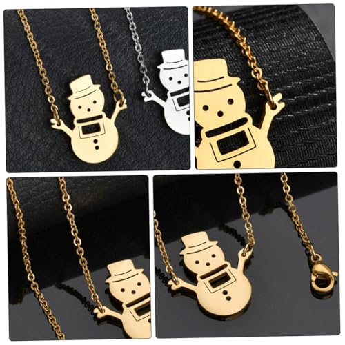 Beavorty Goldene Schneemann Halskette Damen Pullover Kette Weihnachts Schmuck mit Glatter Oberfläche Langlebiges Design Festliches für Frauen zu Weihnachten von Beavorty