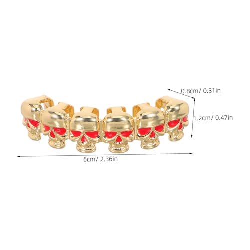 Beavorty Goldene Skull Grills für Männer Hip Hop Zahnschmuck mit Sechs Zähnen Auffälliges Halloween Cosplay Accessoire Mundkappen für Stylische Auftritte von Beavorty
