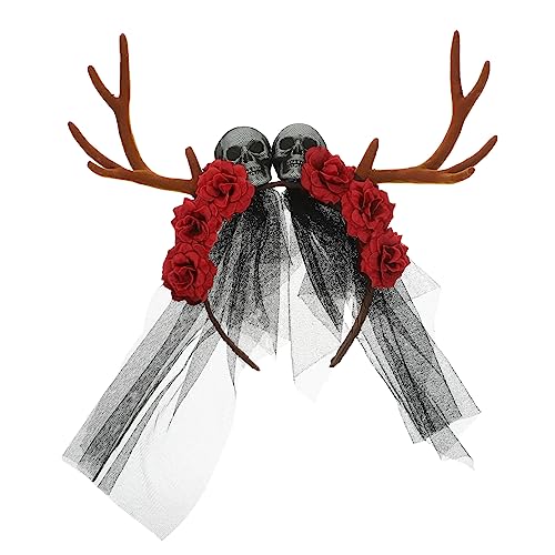 Beavorty Stirnbänder Für Halloween-kostüme Tag Der Toten Kopfschmuck Teufelshörner Haarspange Gothic Kopfschmuck Gothic-accessoires Für Frauen Fräulein Blütenkopf Gotisch Stoff von Beavorty