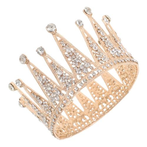 Beavorty Große Volle Runde Braut Haarkrone mit Luxuriösen Strasssteinen Barock Tiara Haarschmuck für Hochzeit Geburtstag Festzug und Prinzessin Kostüm Vielseitiges Braut Diadem Zubehör von Beavorty