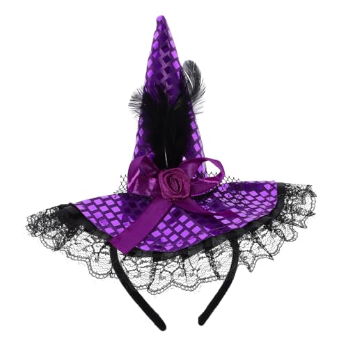 Beavorty Halloween-hut-hairhoop Hexenkostüm-kopfbedeckung Halloween-partygeschenke Für Frauen Halloween-kopfbedeckung Hexenhüte Hexenkostüme Für Damen Witch Hats Zubehör Kind Haar Violett von Beavorty