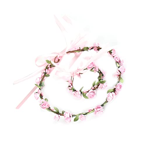Beavorty Haargummis Für Mädchen Stirnbänder Für Mädchen Blumenkopfschmuck Blumenreben-stirnband Kranz Blumenkorsagenarmband Blumen- Blumenarmband Uhrenarmbänder Braut Die Blumen von Beavorty