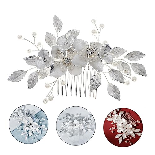 Beavorty Haarkamm in Blumenform Brautschmuck in Blumenform Silberfarbener Kristall Haarschmuck Für Die Hochzeit von Beavorty