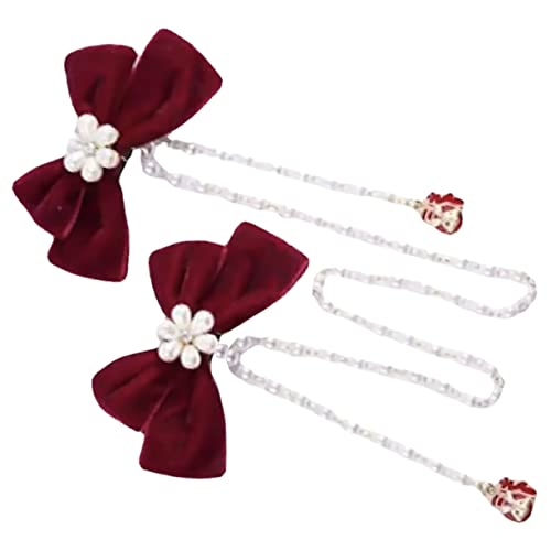 Beavorty Haarkette Haarschmuck Haarnadel Mit Perlenkette Kopf Kette Hair Clips for Women Schleife Haarspangen Perlenhaarspangen Für Kopfschmuck Für Damen Haarnadeln Für Fräulein Mädchen von Beavorty