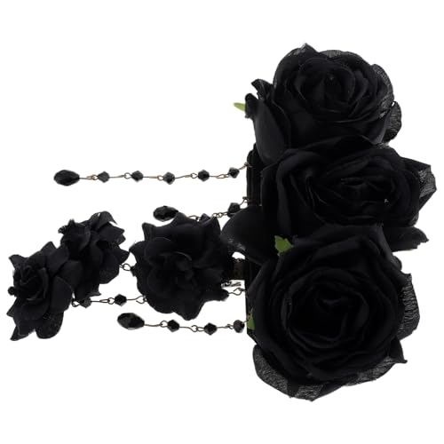 Beavorty Haarklammer Glitzerrock Modisches Stirnband Blumenstirnband Kopfbedeckung Für Mädchen Punk-dekoration Mädchen Rock Simulierte Blumenhaarspangen Rock Für Erwachsene Plastik Black von Beavorty