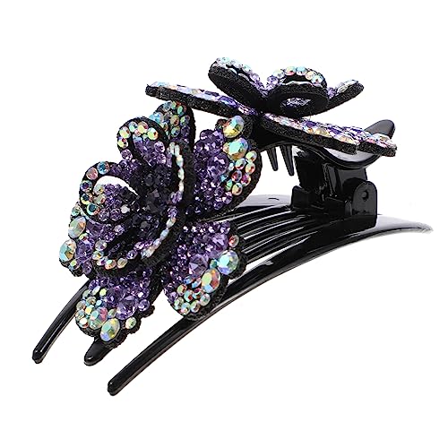 Beavorty Haarnadel Blumenspange Mit Strass Haarknoten-clip Krallenklammern Haarspangen Mit Doppelblüte Haarklaue Mit Strass- Importierte Strasssteine Mädchen Kristallblume Strass von Beavorty