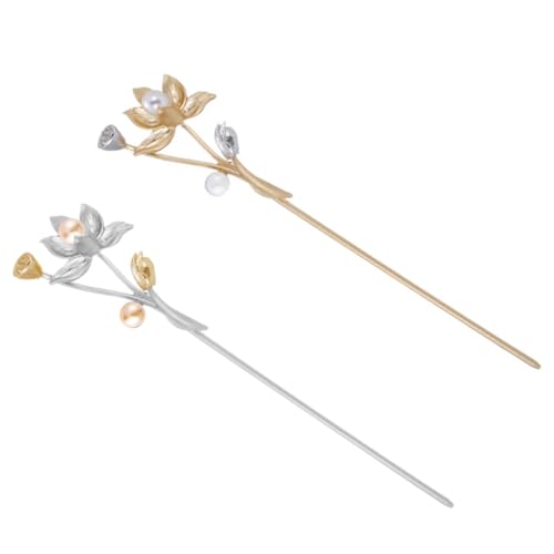 Beavorty 2stücke Vintage Haar Essstäbchen Perle Blume Haarnadel Haar Stick Haarnadel Antik Blume Perle von Beavorty