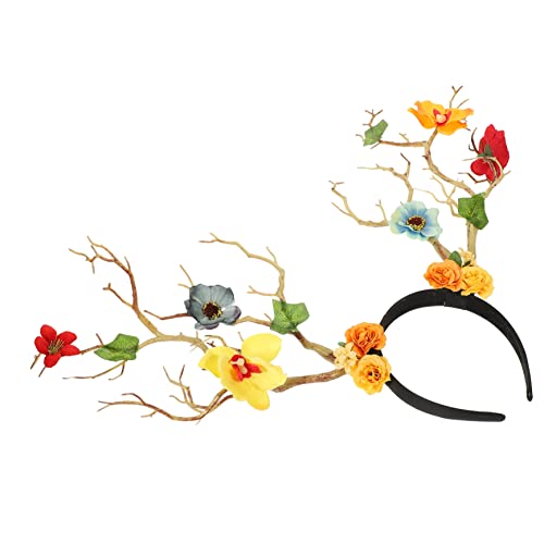 Beavorty Geweih Stirnband Geweih Cosplay Stirnband Rentier-Geweih-Stirnband Elch Cosplay Kopfschmuck Hirschblumen-Stirnband Abschlussball Zweig Partybedarf Haarnadel Requisiten Stoff von Beavorty