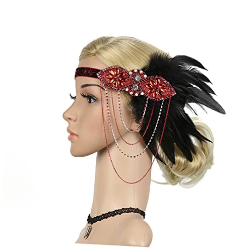 Beavorty Flapper-kopfstück Kopfschmuck Feder Haarband 1920er Stirnband Brüllendes 20er-stirnband Fascinator-stirnband Damen-stirnband Schmuck Aus Den 1920er Jahren Kopf Kette Fräulein Schal von Beavorty