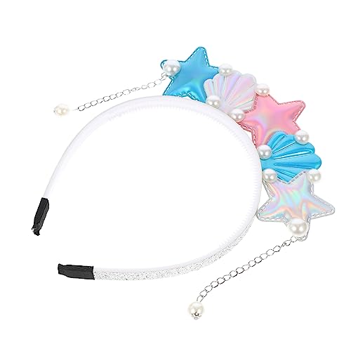 Beavorty Haarreif Mit Meerjungfrau Und Seesternmotiv Muschel-design Haarschmuck Für Mädchen Party-accessoires Für Kindertag Strandparty Kostümpartys Karneval Blau von Beavorty