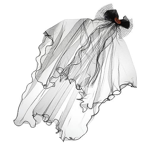 Beavorty Netzschleier für Frauen Tag des toten Gothic-Stirnbänder Hochzeitskleid Kleider Tiara Halloween-Haarschmuck Schleier-Stirnband Jahrgang Rose Zubehör bilden Braut Schal-Stil Stoff von Beavorty