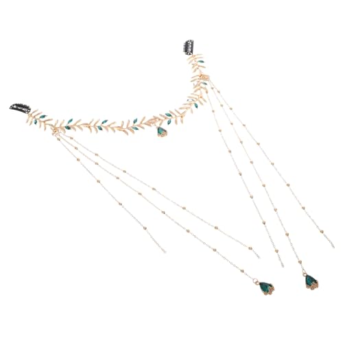 Beavorty Kopfbedeckung Mit Grünem Olivenblatt-anhänger Quaste-stirnbänder Kopfschmuck Für Hochzeit Brautschmuck Damenhut Grün Haaraccessoire Für Party Und Geburtstag von Beavorty
