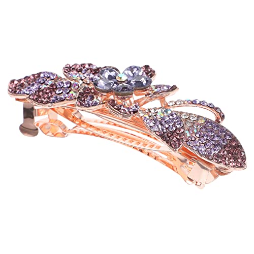 Beavorty Haarspange Mit Strass Netz Kordelzug Damen Haarnadel Haarspangen Frauen Schleife Haarspange Schmuck Kleid Zubehör Abschlussball Haarspangen Für Feines Haar Metall Violett von Beavorty