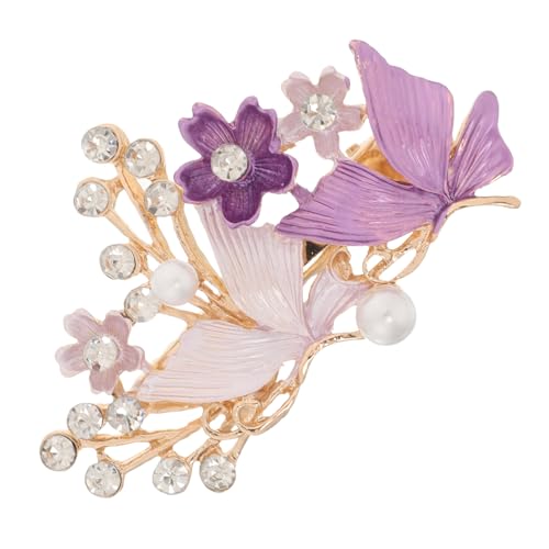 Beavorty Haarspange Mit Strasssteinen Dekorative Haarspange Aus Metalllegierung Mit Schmetterlingsblume Und Kunstperlen Für Damen – Haarnadel Blumenspange Für Hochsteckfrisuren Und von Beavorty