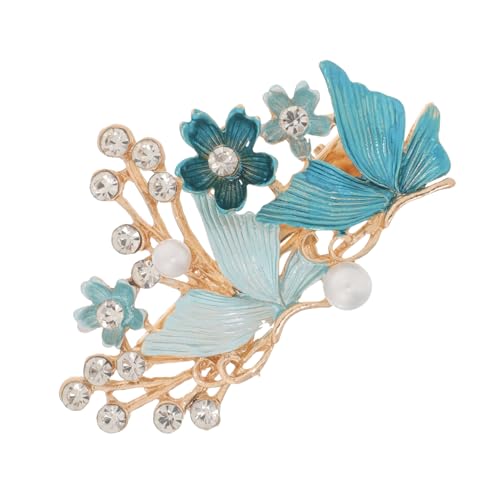Beavorty Haarspange Mit Strasssteinen Dekorative Haarspange Aus Metalllegierung Mit Schmetterlingsblume Und Kunstperlen Für Damen – Haarnadel Blumenspange Für Hochsteckfrisuren von Beavorty