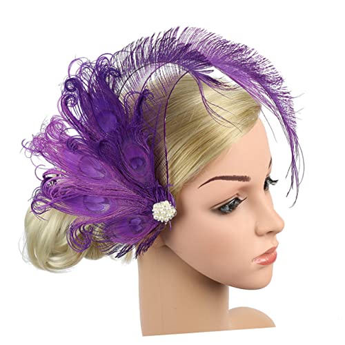 Beavorty Haarspangen Haar Klammern Tiara Haarspange für die Braut Haarschmuck für die Braut Hochzeit Haarnadel Zylinder Kopfbedeckung Violett von Beavorty