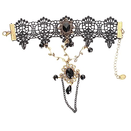 Beavorty Halloween Gothic Handkette mit Spitze und Künstlichen Kristallen Verstellbares Armband für Halloween Partys Vintage Design für Damen Geeignet Beavorty Halloween Gothic Handkette mit Spitze und Künstlichen Kristallen Verstellbares Armband für Halloween Partys Vintage Design für Damen Geeignet von Beavorty