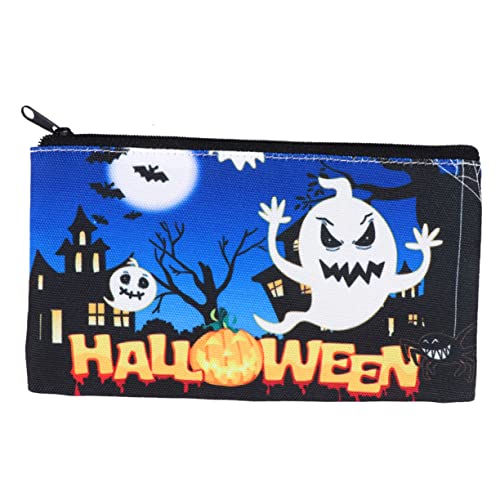 Beavorty Halloween-Kosmetiktasche Halloween-federmäppchen Make-up-Taschen-Organizer Halloween-Aufbewahrungstasche Kürbis-Kosmetiktasche Wäschesack Bilden Flache Tasche Reisen Segeltuch von Beavorty