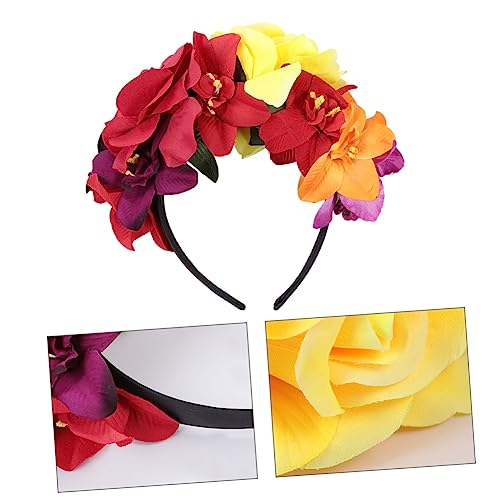 Beavorty Halloween-Party-Stirnband mexikanisches Haarband Halloween-Haarbänder für Frauen Halloween-Kopfschmuck haarschmuck die Blumen Blumenkopfschmuck Kopftaste Rose Braut Kranz Polyester von Beavorty