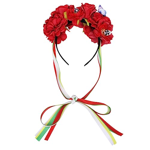 Beavorty Halloween Rose Schädel Stirnband Festliche Blumenstirnbänder Totenkopf-stirnband Blumenstirnband Für Frauen Halloween-party-stirnband Hochzeits-tiara Ghost Braut Cosplay Zubehör von Beavorty