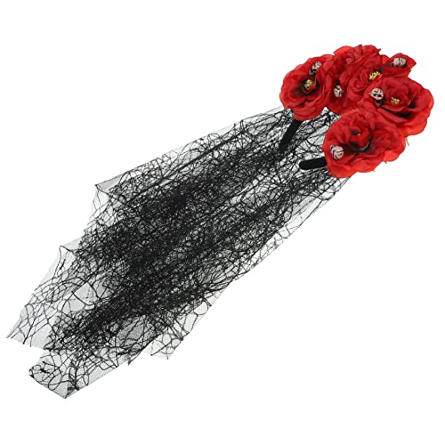 Beavorty Halloween-stirnband Halloween-stirnbänder Kostümschleier Mexikanische Stirnbänder Für Frauen Tag Des Totenschleiers Goth-lolita-stirnband Gothic Kopfschmuck Blumen Stoff Schädel von Beavorty